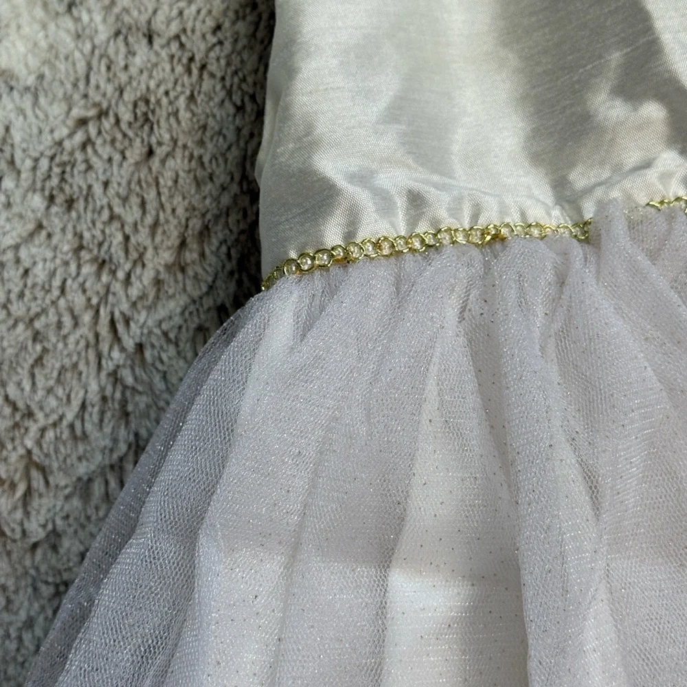 Pippa & Julie cream satin dress baby girls 18 months sparkly gold tulle skirt